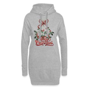 Merry Christmas lettering with mistletoe - Hoodie-Kleid - Grau meliert - Vorne