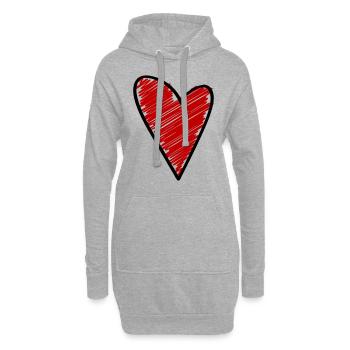 Symbole du cœur Amour - Sweat-shirt à capuche long Femme - gris chiné - Devant