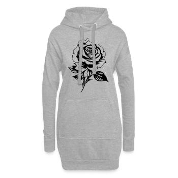 Rose Silhouette Blume Liebe - Hoodie-Kleid - Grau meliert - Vorne