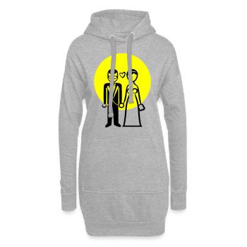 Couple de mariage, couple marié, mariée, marié - Sweat-shirt à capuche long Femme - gris chiné - Devant