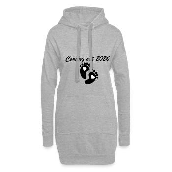 Coming Out 2026 Baby Füße Herz - Hoodie-Kleid - Grau meliert - Vorne