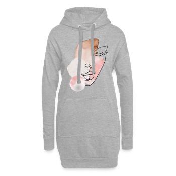 weibliches Portrait Illustration mit Wasserfarben - Hoodie-Kleid - Grau meliert - Vorne