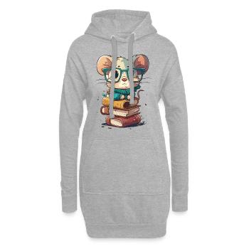 Souris rat de bibliothèque - Sweat-shirt à capuche long Femme - gris chiné - Devant