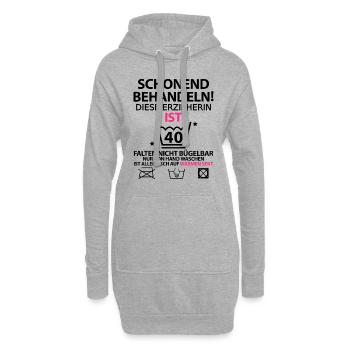 40. Geburtstag Erzieherin Lustig mit Spruch - Hoodie-Kleid - Grau meliert - Vorne