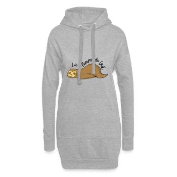 La flemme de tout / paresseux / dormir / fatigue - Sweat-shirt à capuche long Femme - gris chiné - Devant