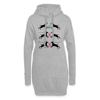 Hunde an der Leine - Hoodie-Kleid - Grau meliert - Vorne