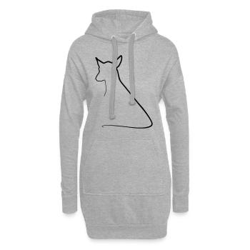 contour de chien - Sweat-shirt à capuche long Femme - gris chiné - Devant