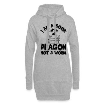 Je suis un dragon de livre, pas un ver - Sweat-shirt à capuche long Femme - gris chiné - Devant
