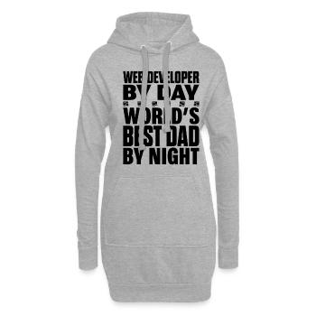 Développeur Web By Day Meilleur papa au monde la nuit - Sweat-shirt à capuche long Femme - gris chiné - Devant