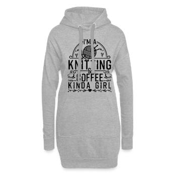 Je suis un tricot et un café une fille drôle de tricoteuse - Sweat-shirt à capuche long Femme - gris chiné - Devant