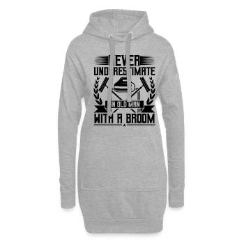Never Underestimate An Old Man With A Broom - Hoodie-Kleid - Grau meliert - Vorne