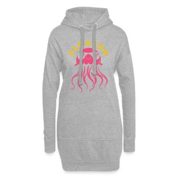 Float on, Qualle mit Tentakeln, Meeresbewohner - Hoodie-Kleid - Grau meliert - Vorne