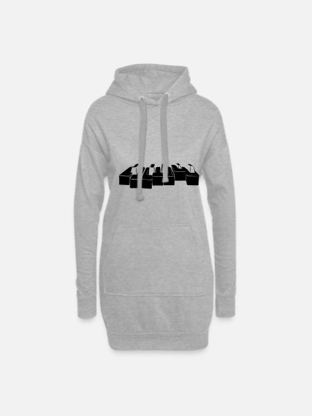 Klavier - Hoodie-Kleid - Grau meliert