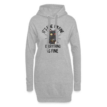 café chat drôle dire chat fatigué café - Sweat-shirt à capuche long Femme - gris chiné - Devant