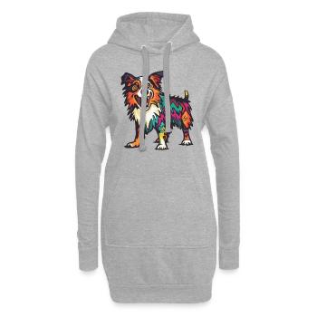 Border Collie Hund Halloween Comic Lustig - Hoodie-Kleid - Grau meliert - Vorne