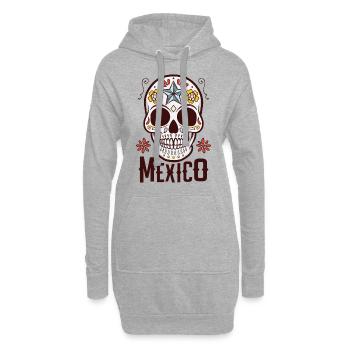 Crâne de sucre Mexique - Sweat-shirt à capuche long Femme - gris chiné - Devant