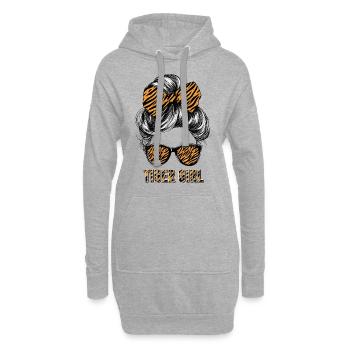 Tiger Frau Sonnenbrille Brille Haare Schleife - Hoodie-Kleid - Grau meliert - Vorne