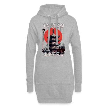 Tokio Japan Pagode Stadt Skyline Sonne Berg - Hoodie-Kleid - Grau meliert - Vorne