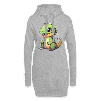 T Rex Dinosaurier Baby - Hoodie-Kleid - Grau meliert - Vorne