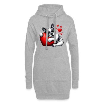 Cadeaux de la Saint-Valentin bouledogue français - Sweat-shirt à capuche long Femme - gris chiné - Devant