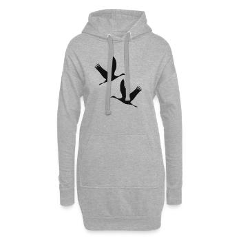 Oiseaux oiseaux oies grues - Sweat-shirt à capuche long Femme - gris chiné - Devant