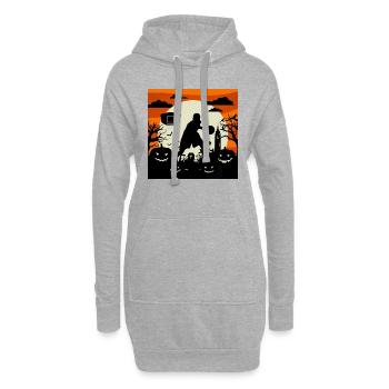 Édition des fêtes – Spooky Halloween Basketball - Sweat-shirt à capuche long Femme - gris chiné - Devant