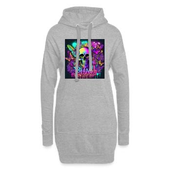 Schädel - Hoodie-Kleid - Grau meliert - Vorne