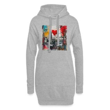 New York, retro, vintage - Valentinstag - Hoodie-Kleid - Grau meliert - Vorne