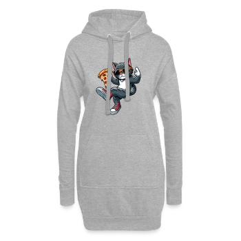 Chat dansant pizza cool amateur de pizza dessin animé - Sweat-shirt à capuche long Femme - gris chiné - Devant