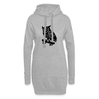 Schneeeule Skateboarder Skatersilhouette Minimalis - Hoodie-Kleid - Grau meliert - Vorne