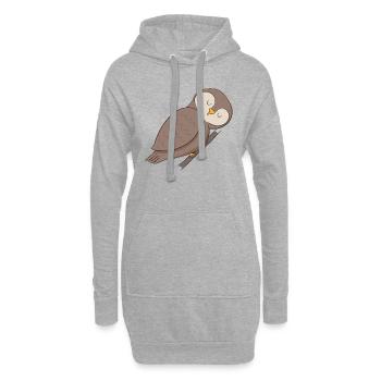 Eule Uhu - Hoodie-Kleid - Grau meliert - Vorne