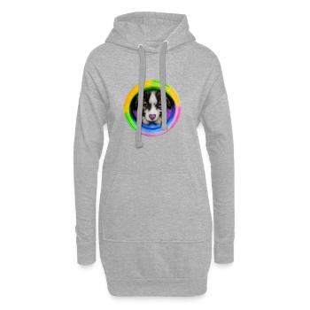 Regenbogen Hund Australian Shepherd - Hoodie-Kleid - Grau meliert - Vorne