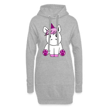 licorne - Sweat-shirt à capuche long Femme - gris chiné - Devant