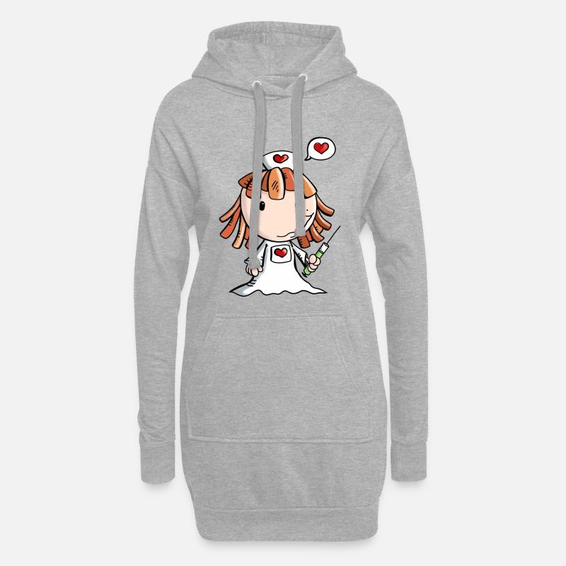 Liebe Krankenschwester - Herz - Niedlich - Beruf - Hoodie-Kleid - Grau meliert