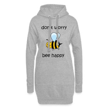 dont worry be happy, bee happy, fröhliche Biene - Hoodie-Kleid - Grau meliert - Vorne