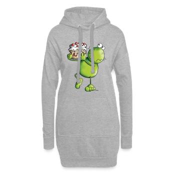 Grenouille avec gâteau - Sweat-shirt à capuche long Femme - gris chiné - Devant