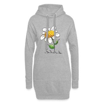 Schöne Blume - Blumen - Blümchen - Natur - Blatt - Hoodie-Kleid - Grau meliert - Vorne