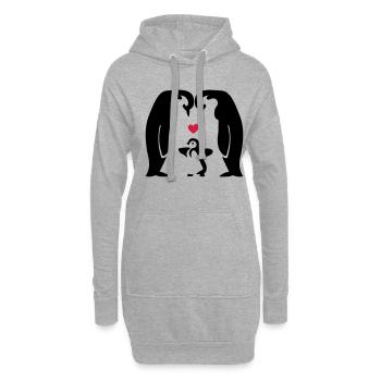 Geschenkidee Pinguinfamilie - Pinguine mit Baby - Hoodie-Kleid - Grau meliert - Vorne