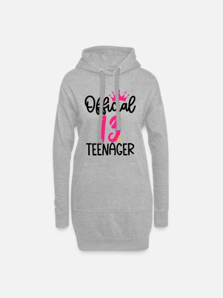 13. Geburtstag Mädchen 13 Jahre Teenager Geschenk - Hoodie-Kleid - Grau meliert