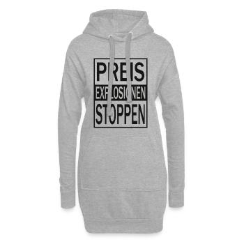 Preisexplosionen Stoppen - Hoodie-Kleid - Grau meliert - Vorne