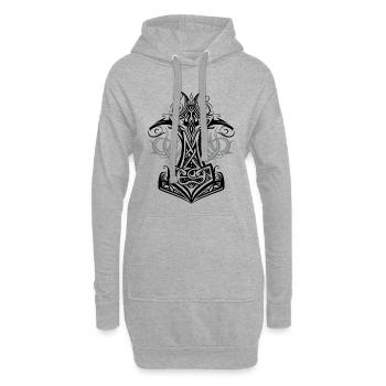 Thors Hammer Mjolnir Wikinger Symbol - Hoodie-Kleid - Grau meliert - Vorne