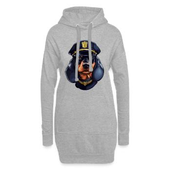 Teckel Policier - Sweat-shirt à capuche long Femme - gris chiné - Devant