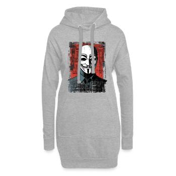 Masque anonyme - Sweat-shirt à capuche long Femme - gris chiné - Devant
