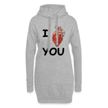 Blutrünstige Liebe (Schwarz) - Hoodie-Kleid - Grau meliert - Vorne