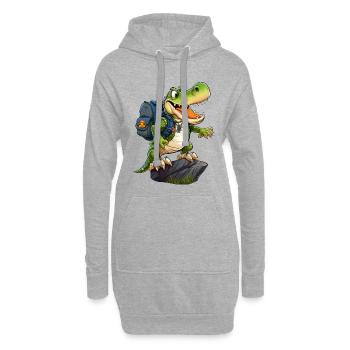 Krokodil Wandern / Bergsteiger Krokodile - Hoodie-Kleid - Grau meliert - Vorne