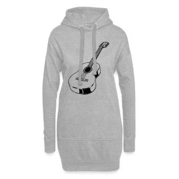 Guitare acoustique - Sweat-shirt à capuche long Femme - gris chiné - Devant