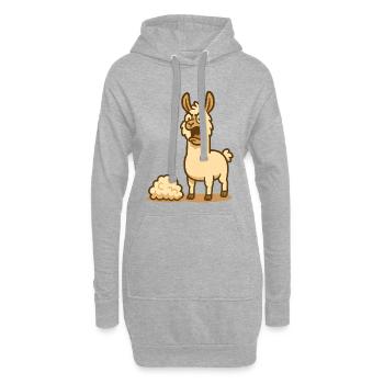 Humorvolle Lama Illustration  - Hoodie-Kleid - Grau meliert - Vorne