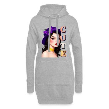Sorcière Vintage - Sweat-shirt à capuche long Femme - gris chiné - Devant