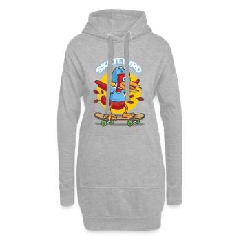 Skatebird Karikatur - Hoodie-Kleid - Grau meliert - Vorne
