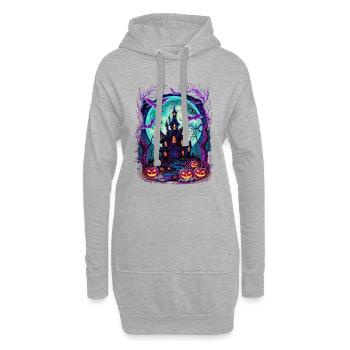 Mondschein-Spukschloss mit Fledermäusen - Hoodie-Kleid - Grau meliert - Vorne